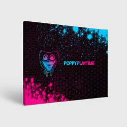 Холст прямоугольный Poppy Playtime - neon gradient: надпись и символ, цвет: 3D-принт