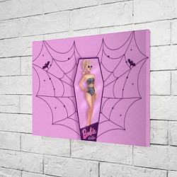 Холст прямоугольный Хэллоуин Барби в коробке на фоне паутины, цвет: 3D-принт — фото 2