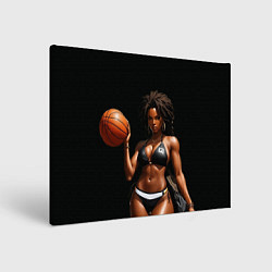 Холст прямоугольный Девушка с баскетбольным мячом, цвет: 3D-принт