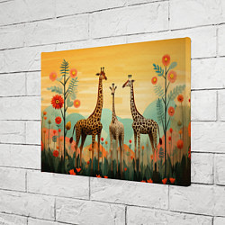 Холст прямоугольный Три жирафа в стиле фолк-арт, цвет: 3D-принт — фото 2
