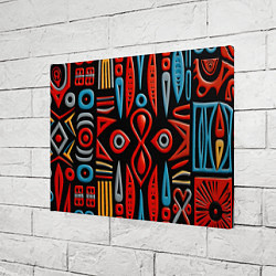 Холст прямоугольный Красно-синий узор в африканском стиле, цвет: 3D-принт — фото 2