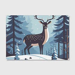 Холст прямоугольный Зимняя сказка олень в лесу, цвет: 3D-принт — фото 2