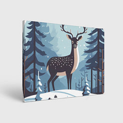 Картина прямоугольная Зимняя сказка олень в лесу