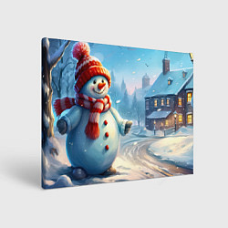 Холст прямоугольный Снеговик новогодний, цвет: 3D-принт