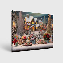 Картина прямоугольная Объемные новогодние домики
