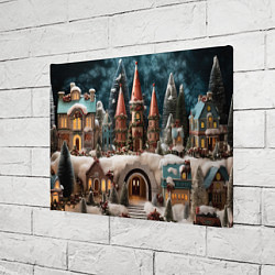 Холст прямоугольный Деревенские домики зимой, цвет: 3D-принт — фото 2