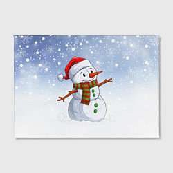 Холст прямоугольный Весёлый снеговик в колпаке, цвет: 3D-принт — фото 2
