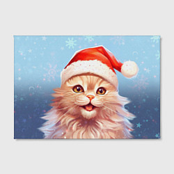 Холст прямоугольный New Year with Santa the cat, цвет: 3D-принт — фото 2