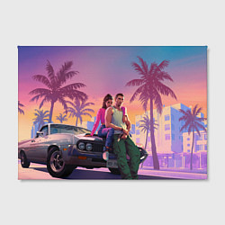 Холст прямоугольный Люсия с парнем gta 6, цвет: 3D-принт — фото 2
