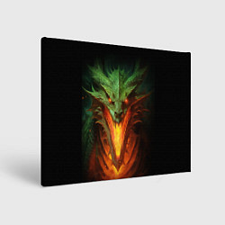 Холст прямоугольный Зеленый огнедышащий дракон, цвет: 3D-принт