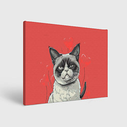 Холст прямоугольный Недовольный кот на день святого Валентина, цвет: 3D-принт