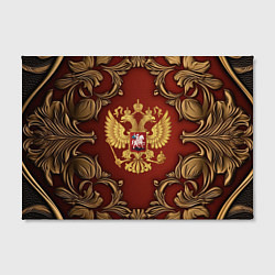 Холст прямоугольный Золотой герб России на красном фоне лепнина, цвет: 3D-принт — фото 2