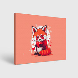 Холст прямоугольный Рыжая лисичка с сердцем, цвет: 3D-принт