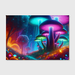 Холст прямоугольный Планета цветных неоновых грибов, цвет: 3D-принт — фото 2