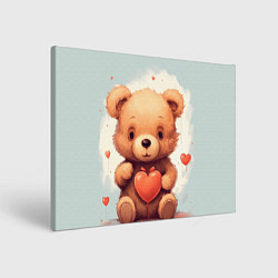 Холст прямоугольный Медвежонок с сердечком 14 февраля, цвет: 3D-принт