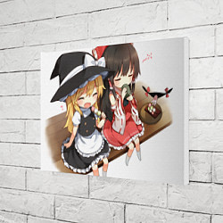 Холст прямоугольный Touhou Project Reimu and Marisa chibi, цвет: 3D-принт — фото 2