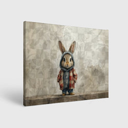 Холст прямоугольный Кролик в пальто, цвет: 3D-принт