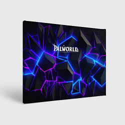 Холст прямоугольный Palworld логотип на ярких неоновых плитах, цвет: 3D-принт