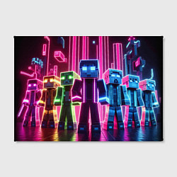 Холст прямоугольный Minecraft characters - neon glow, цвет: 3D-принт — фото 2