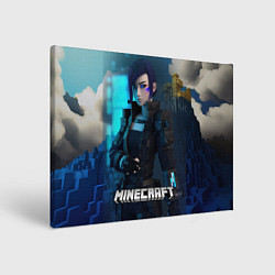Холст прямоугольный Minecraft cyberpunk woman, цвет: 3D-принт