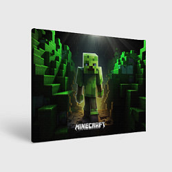 Картина прямоугольная Minecraft зеленый квадратный монстр