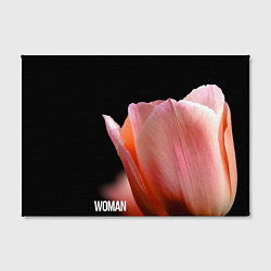 Холст прямоугольный Тюльпан на чёрном - woman, цвет: 3D-принт — фото 2