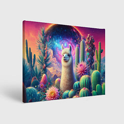 Картина прямоугольная Альпака в кактусах и портал