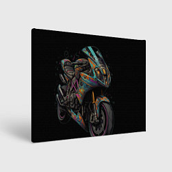 Картина прямоугольная Темный мотоцикл на черном фоне