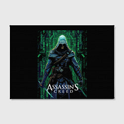 Холст прямоугольный Assassins creed зеленый стиль матрицы, цвет: 3D-принт — фото 2
