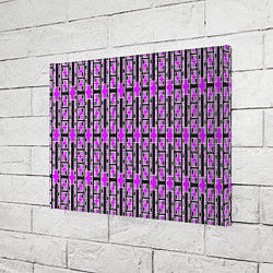 Холст прямоугольный Розовые и чёрные кирпичики на чёрном фоне, цвет: 3D-принт — фото 2
