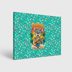 Холст прямоугольный Грызун играет на гитаре жарким летом, цвет: 3D-принт