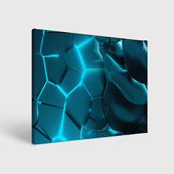 Холст прямоугольный Неоновые холодные голубые плиты в разломе, цвет: 3D-принт