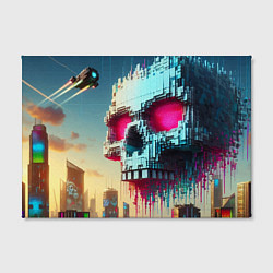 Холст прямоугольный Cool pixel skull - ai art fantasy, цвет: 3D-принт — фото 2