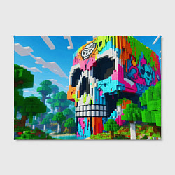 Холст прямоугольный Minecraft skull - ai art fantasy, цвет: 3D-принт — фото 2