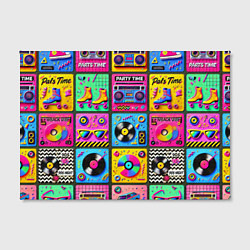 Холст прямоугольный Вибрации 90-х вечеринка в стиле ретро, цвет: 3D-принт — фото 2