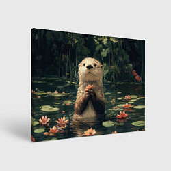 Картина прямоугольная Выдра в лесном пруду