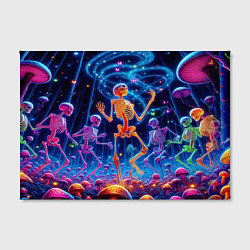 Холст прямоугольный Танец неоновых скелетов под грибами, цвет: 3D-принт — фото 2