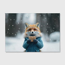 Холст прямоугольный Лисица с подарком, цвет: 3D-принт — фото 2