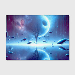 Холст прямоугольный Луна и рыбы - нейроарт фантазия, цвет: 3D-принт — фото 2