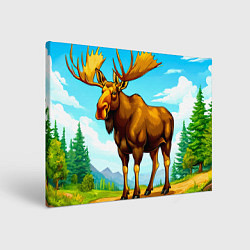 Холст прямоугольный Лось в лесу, цвет: 3D-принт