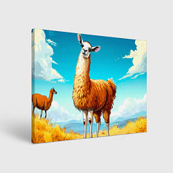 Холст прямоугольный Лама в прериях, цвет: 3D-принт