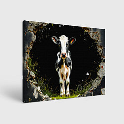 Картина прямоугольная Корова на черном