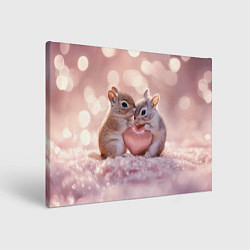 Картина прямоугольная Влюбленные белочки с сердечком
