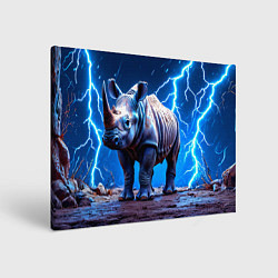 Картина прямоугольная Носорог в разрядах молнии