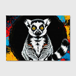 Холст прямоугольный Лемур на черном, цвет: 3D-принт — фото 2
