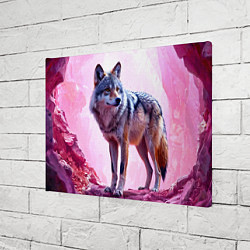 Холст прямоугольный Волк в розовом, цвет: 3D-принт — фото 2