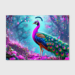Холст прямоугольный Павлин в неоновом свете, цвет: 3D-принт — фото 2