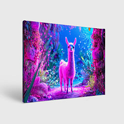 Холст прямоугольный Лама в розовом, цвет: 3D-принт