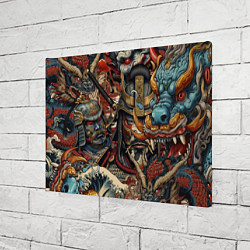 Холст прямоугольный Дракон и самурай в стиле татуировки ирезуми, цвет: 3D-принт — фото 2
