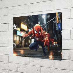 Холст прямоугольный Человек-паук запускает паутину, цвет: 3D-принт — фото 2